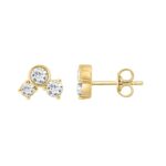 3/4CT Yellow Gold 10K Round Diamond Fashion Earrings for Women (Color F-G Clarity VS1/VS2) - Image 2