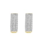 Classic 10K Yellow Gold  Round & Baguette Lab Grown Diamond ladies Hoop Earrings 1/2CT (Color F-G -Clarity VS1/VS2)
