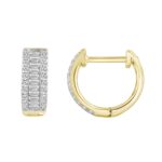 Classic 10K Yellow Gold  Round & Baguette Lab Grown Diamond ladies Hoop Earrings 1/2CT (Color F-G -Clarity VS1/VS2) - Image 2