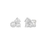 Classic 14K White Gold  Round Lab Grown Diamond Ladies Fashion Earring 3/4Ct (Color F-G -Clarity Vs1/Vs2) - Image 3