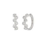 Elegant Ladies 10K White Gold 3/4Ct Round Lab Grown Diamond Fancy Hoop Earrings  (Color F-G -Clarity Vs1/Vs2) - Image 3