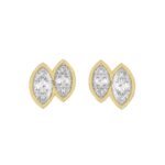 Elegant Ladies Earring 14K Collection Linked Hearts Yellow Gold 1.00CT Marquise Lab Grown Diamond (Color F-G -Clarity VS1/VS2)