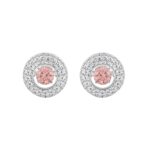 ETERNAL BLUSH COLLECTION 14K WHITE GOLD 1.00CT ROUND DIAMOND LADIES EARRING (ROUND PINK )