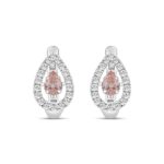 ETERNAL BLUSH COLLECTION 14K WHITE GOLD 1.00CT ROUND/ PINK PEAR DIAMOND LADIES HOOPS EARRING