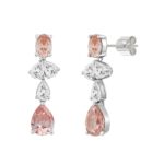 ETERNAL BLUSH COLLECTION 14K WHITE GOLD 3 1/2CT PINK OVAL/ PINK PEAR DIAMOND LADIES EARRINGS - Image 3