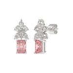 ETERNAL BLUSH COLLECTION 14K WHITE GOLD 3.00CT PEAR/MARQUISE/PINK RADIANT DIAMOND LADIES EARRINGS - Image 3