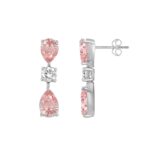 ETERNAL BLUSH COLLECTION 14K WHITE GOLD 5 1/2CT ROUND/ PINK PEAR DIAMOND LADIES EARRINGS - Image 2