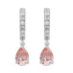 ETERNAL BLUSH COLLECTION 14K WHITE/ROSE GOLD 2.00CT ROUND/PINK PEAR DIAMOND LADIES HOOPS EARRINGS