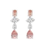 ETERNAL BLUSH COLLECTION 14K WHITE/ROSE GOLD 3 1/2CT OVAL/PEAR DIAMOND LADIES EARRINGS (PINK PEAR DIAMOND 3/4CT/ PINK OVAL DIAMOND  1/2CT)
