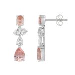 ETERNAL BLUSH COLLECTION 14K WHITE/ROSE GOLD 3 1/2CT OVAL/PEAR DIAMOND LADIES EARRINGS (PINK PEAR DIAMOND 3/4CT/ PINK OVAL DIAMOND  1/2CT) - Image 2