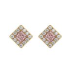 ETERNAL BLUSH COLLECTION 14K YELLOW GOLD 1.00CT ROUND/PINK PRINCESS DIAMOND LADIES EARRINGS