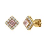 ETERNAL BLUSH COLLECTION 14K YELLOW GOLD 1.00CT ROUND/PINK PRINCESS DIAMOND LADIES EARRINGS - Image 3