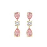 ETERNAL BLUSH COLLECTION 14K YELLOW GOLD 5 1/2CT ROUND/ PINK PEAR DIAMOND LADIES EARRINGS