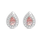 ETERNAL BLUSH COLLECTION LADIES EARRINGS 1 1/3CT ROUND/PEAR DIAMOND 14K WHITE GOLD (CENTER STONE PINK PEAR DIAMOND 1CT)