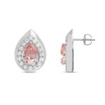 ETERNAL BLUSH COLLECTION LADIES EARRINGS 1 1/3CT ROUND/PEAR DIAMOND 14K WHITE GOLD (CENTER STONE PINK PEAR DIAMOND 1CT) - Image 2