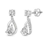 LADIES EARRINGS 1 1/2CT ROUND/PEAR DIAMOND 14K WHITE GOLD (CENTER STONE PEAR DIAMOND 1.00CT) - Image 3