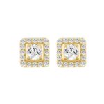 LADIES EARRINGS 1 3/4CT ROUND DIAMOND 10K YELLOW GOLD