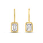 LADIES EARRINGS 1.00CT EMERALD DIAMOND 14K YELLOW GOLD