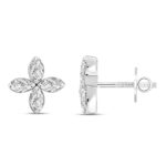 LADIES EARRINGS 1CT MARQUISE DIAMOND 14K WHITE GOLD - Image 2