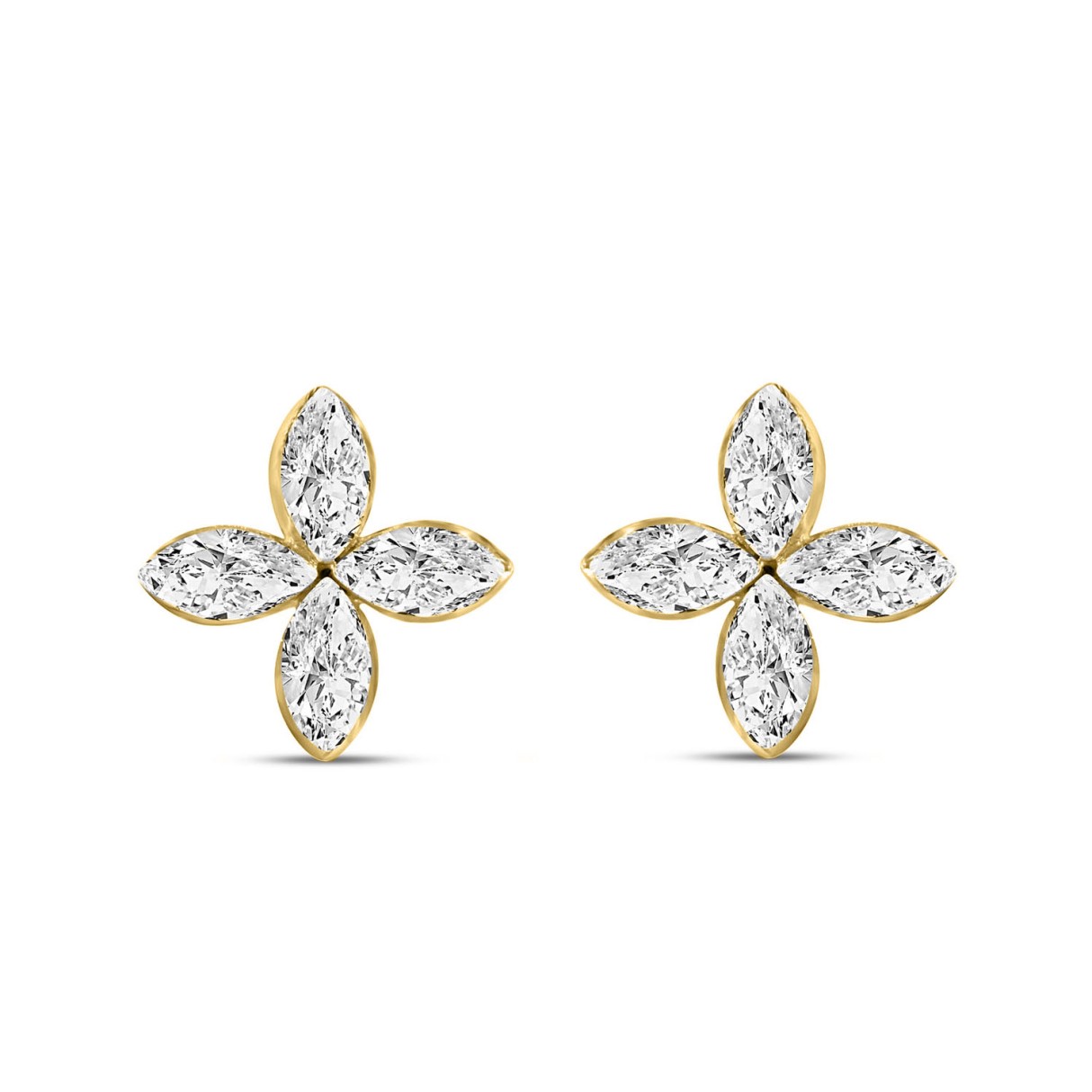 LADIES EARRINGS 1CT MARQUISE DIAMOND 14K YELLOW GOLD - Image 1