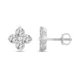 LADIES EARRINGS 1CT ROUND DIAMOND 14K WHITE GOLD - Image 2