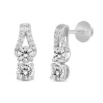 LADIES EARRINGS 2CT ROUND DIAMOND 14K WHITE GOLD - Image 3