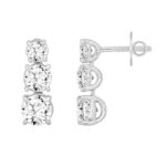 LADIES EARRINGS 3CT ROUND DIAMOND 14K WHITE GOLD (CENTER STONE ROUND DIAMOND 1 1/2CT ) - Image 2