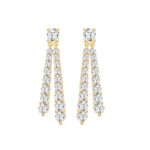 LADIES EARRINGS 3CT ROUND DIAMOND 14K YELLOW GOLD