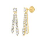 LADIES EARRINGS 3CT ROUND DIAMOND 14K YELLOW GOLD - Image 3