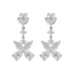 LADIES EARRINGS 3CT ROUND/MARQUISE/PEAR DIAMOND 14K WHITE GOLD