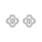 LADIES STUD EARRINGS 1CT ROUND DIAMOND 14K WHITE GOLD