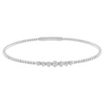 14K WHITE GOLD 1/4CT ROUND DIAMOND LADIES BANGLE