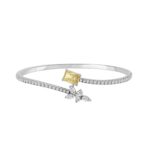 14K WHITE GOLD 3.00CT ROUND/MARQUISE/PEAR/YELLOW RADIANT DIAMOND LADIES BANGLE