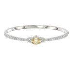 14K WHITE GOLD 3.00CT ROUND/OVAL DIAMOND LADIES BANGLE