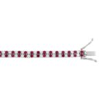 14K WHITE GOLD 5 3/4CT ROUND/RUBY ROUND DIAMOND LADIES BRACELET (RUBY ROUND DIAMOND 2 3/4CT) - Image 2