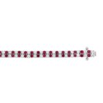 14K WHITE GOLD 5 3/4CT ROUND/RUBY ROUND DIAMOND LADIES BRACELET (RUBY ROUND DIAMOND 2 3/4CT) - Image 3