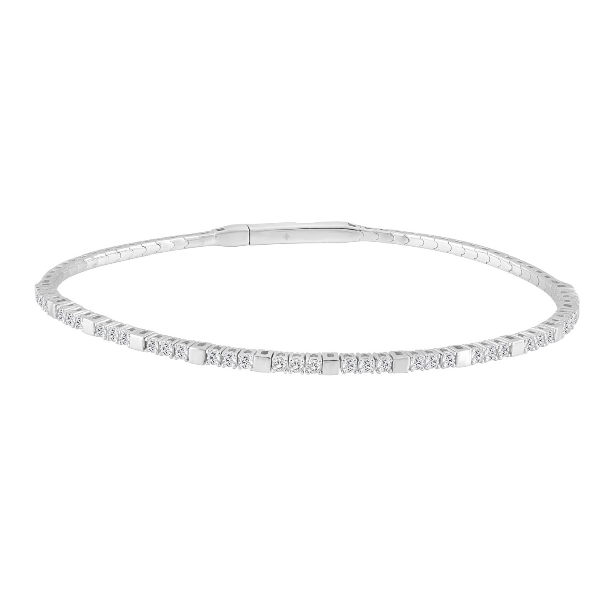 14K WHITE GOLD 5/8CT ROUND DIAMOND LADIES BANGLE - Image 1