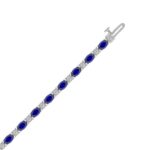 14K WHITE GOLD 6 7/8CT ROUND/OVAL DIAMOND LADIES BRACELET (BLUE SAPPHIRE OVAL 6 1/6CT) - Image 3