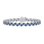 14K WHITE GOLD 9.00CT BAGUETTE/ROUND DIAMOND LADIES BRACELET (BLUE SAPPHIRE ROUND DIAMOND 7 7/8CT)