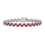 14K WHITE GOLD 9.00CT BAGUETTE/ROUND RUBY DIAMOND LADIES BRACELET (ROUND RUBY 7 3/4CT)