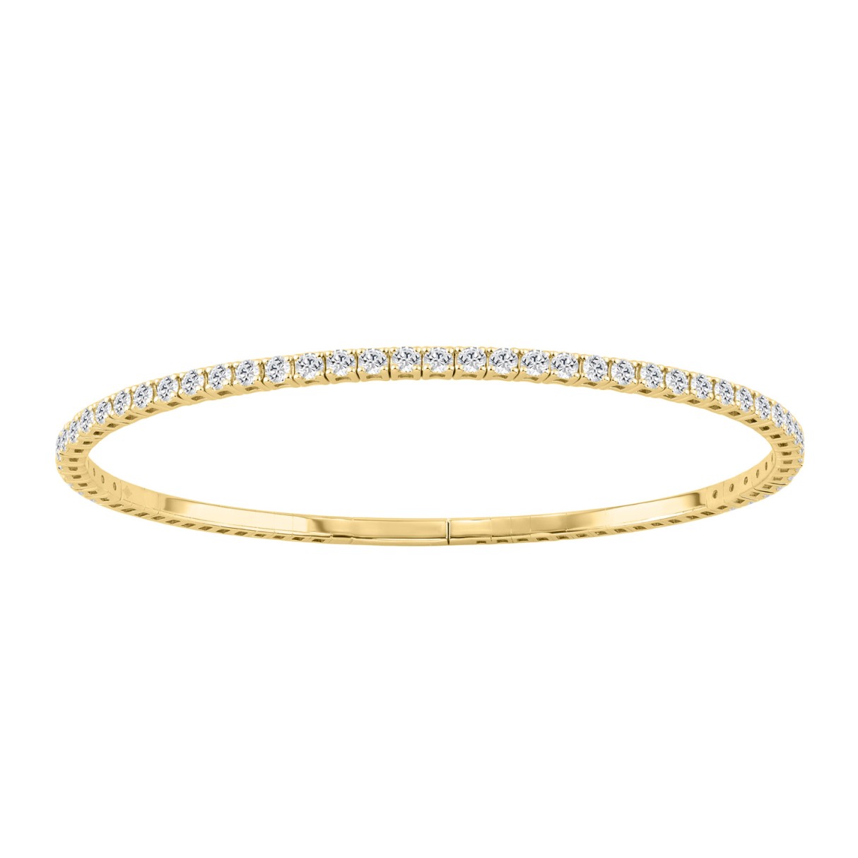14K YELLOW GOLD 2 1/3CT ROUND DIAMOND HALF SETTING FLEXIBLE BANGLE - Image 1