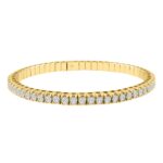 14K YELLOW GOLD 4.00CT ROUND DIAMOND LADIES FLEXIBLE BANGLE
