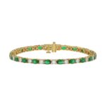 14K YELLOW GOLD 6 7/8CT ROUND/EMERALD OVAL DIAMOND LADIES BRACELET (EMERALD OVAL 6 1/6CT)