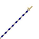 14K YELLOW GOLD 6 7/8CT ROUND/OVAL DIAMOND LADIES BRACELET (BLUE SAPPHIRE OVAL 6 1/6CT) - Image 2
