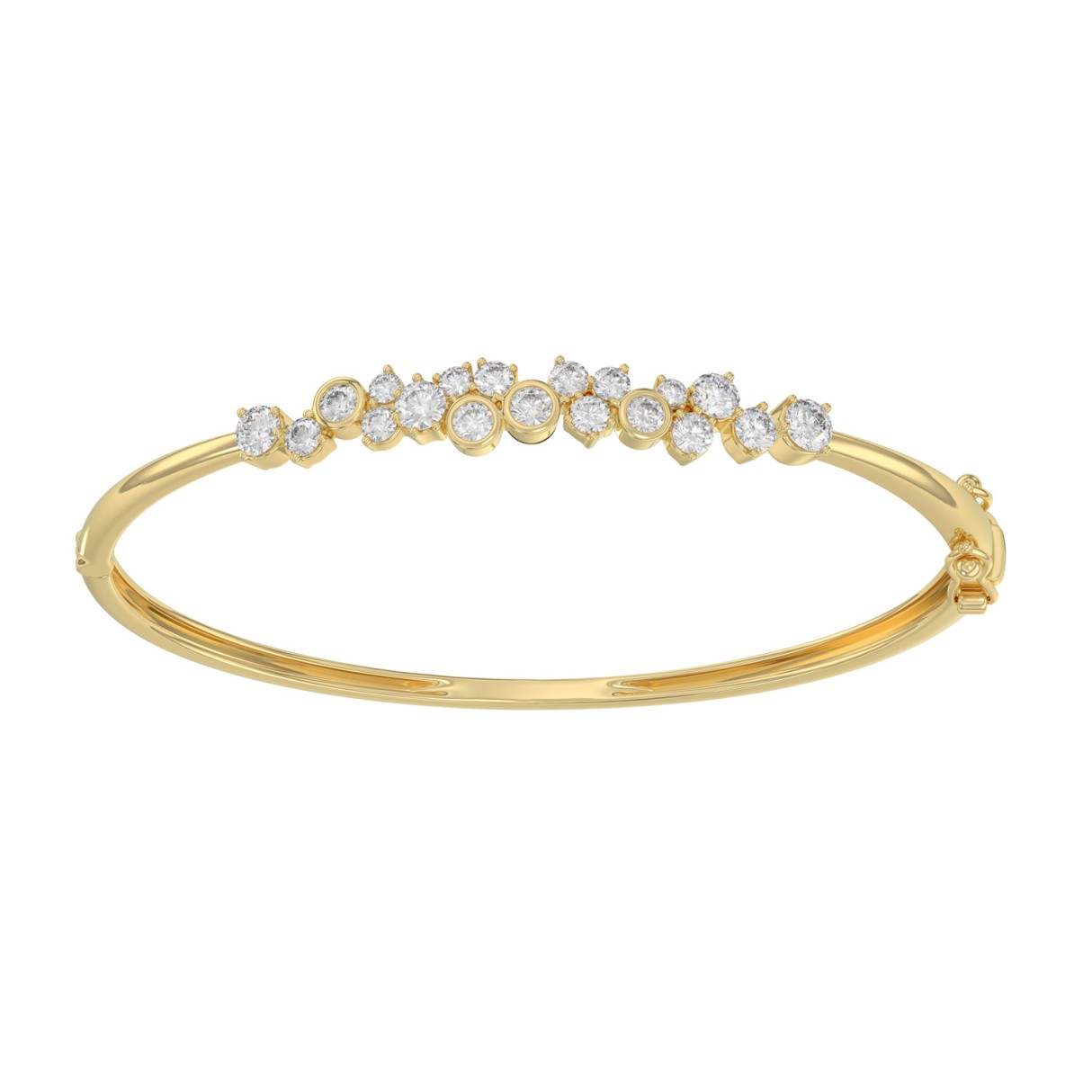 14K Yellow Gold Ladies Flexible Bangle 1 3/4CT Round Cut Diamonds (Color F-G -Clarity VS1/VS2) - Image 1