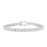 18K WHITE GOLD 8.00CT EMERALD DIAMOND LADIES BRACELET