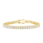 18K YELLOW GOLD 8.00CT EMERALD DIAMOND LADIES BRACELET