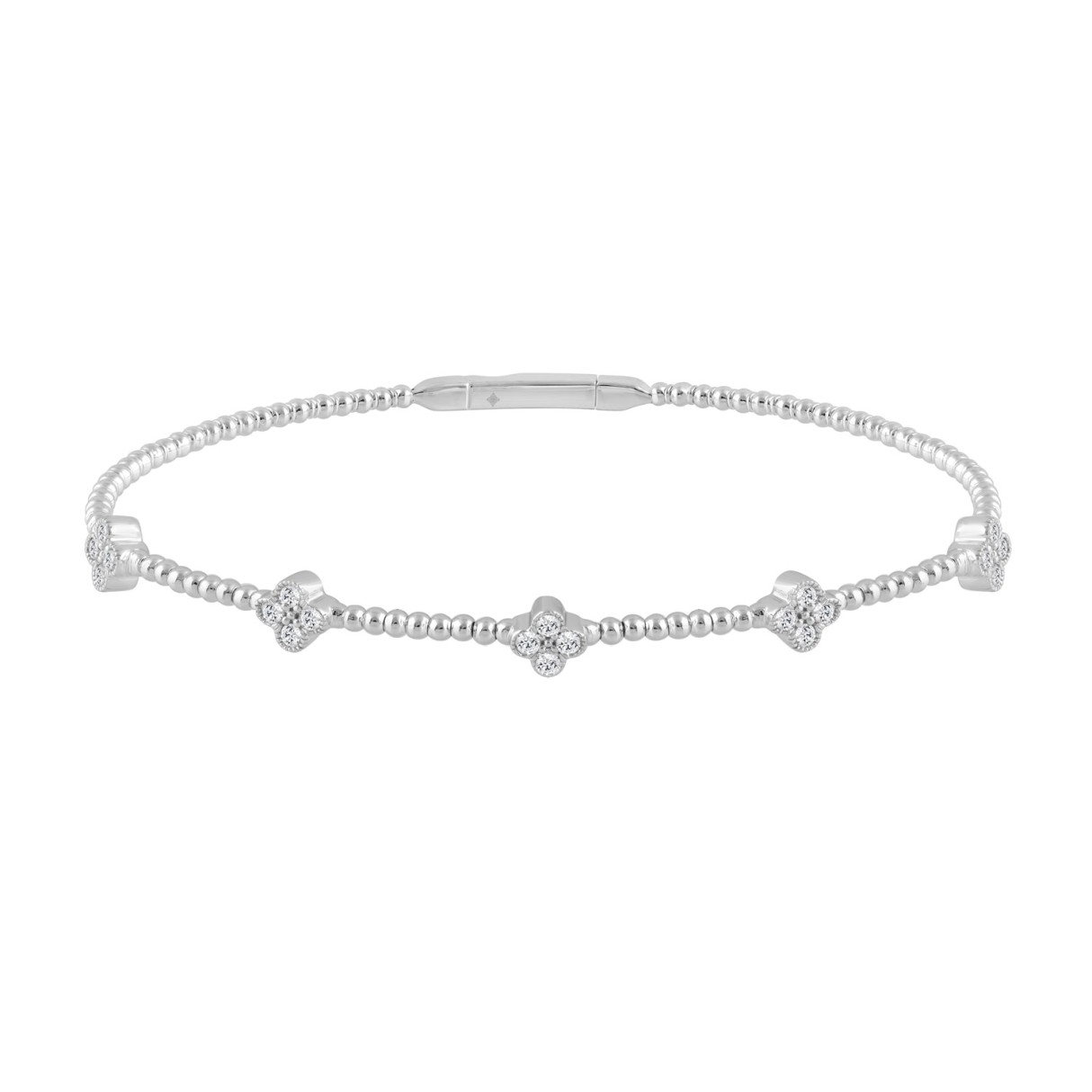 9K WHITE GOLD 3/8CT ROUND DIAMOND LADIES BANGLE - Image 1
