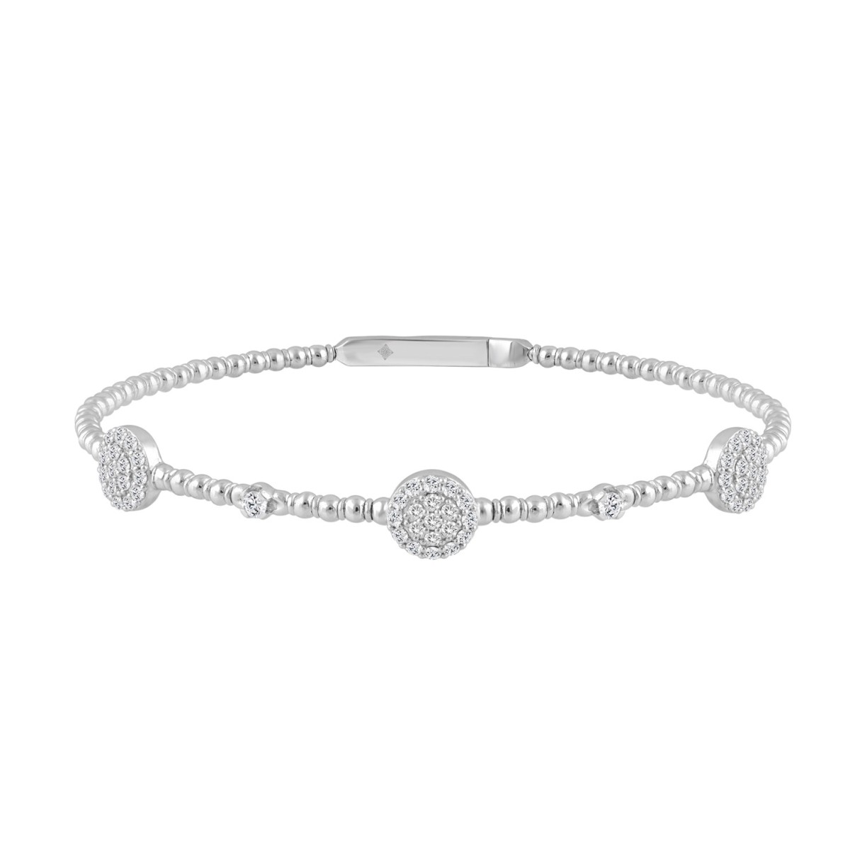 9K WHITE GOLD 5/8CT ROUND DIAMOND LADIES BANGLE - Image 1