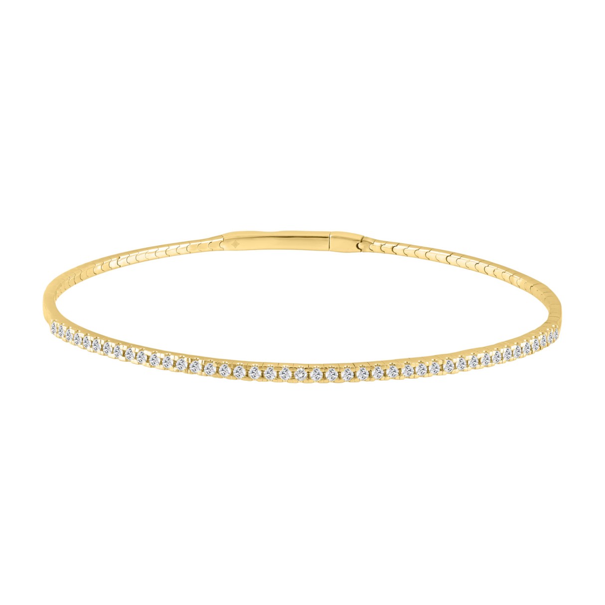 9K YELLOW GOLD 1/2CT ROUND DIAMOND LADIES BANGLE - Image 1